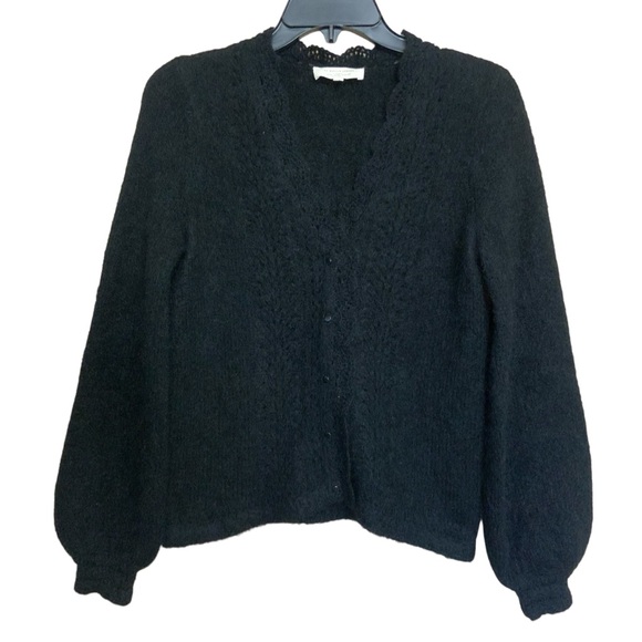 La Maille Sezane Angie Cardigan Sweater Womens XS Black Crochet, Feminine New - Picture 5 of 16
